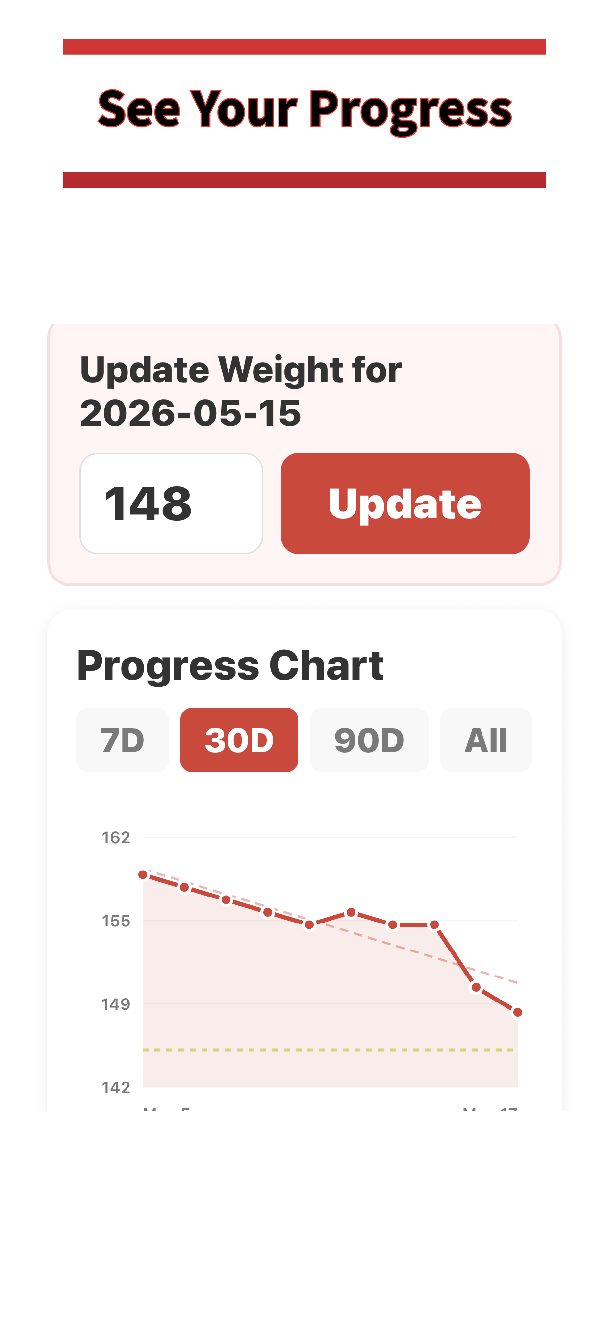 Track weight progress and goals in Portion Track